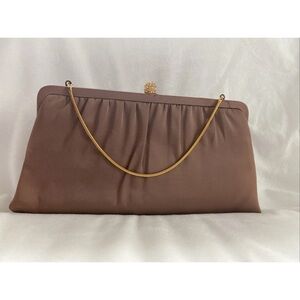 Elegant Brown Clutch with Gold Chain